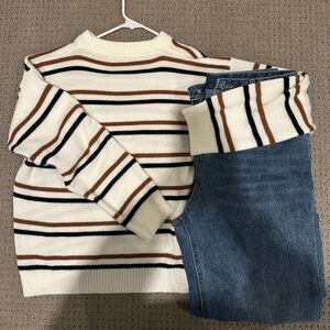 Striped Sweater and Jeans Set